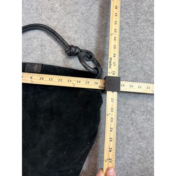 Seqouia Suede Hobo Shoulder Bag Knotted Leather Strap Minimalist Purse 90s Y2K - Picture 6 of 8